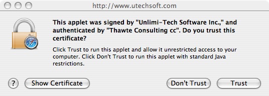 Security warning on Mac OSX Safari